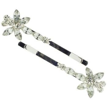Karen Marie - Marquis Crystal Butterfly Bobby Pins - White Diamond (Set of 2)