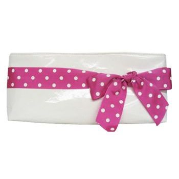Amici Accessories - White Patent Leather Clutch w/ Pink Ribbon