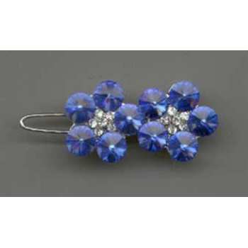 Austrian Glass Flower Barrettes - Blue