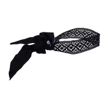 Lavender Girl - Crochet Silk Headscarf - Black (1)