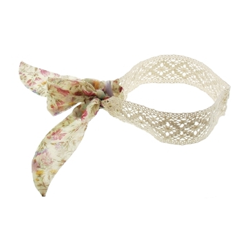 Lavender Girl - Crochet Silk Headscarf - Creme & Floral (1)