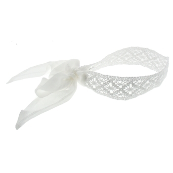 Lavender Girl - Crochet Silk Headscarf - White (1)