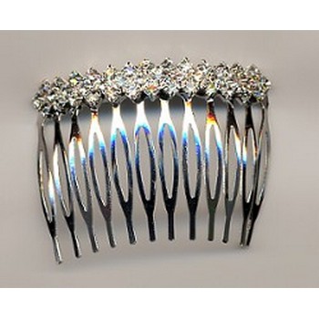 Crystal Hair Comb W/Diamond Shape - Silver
