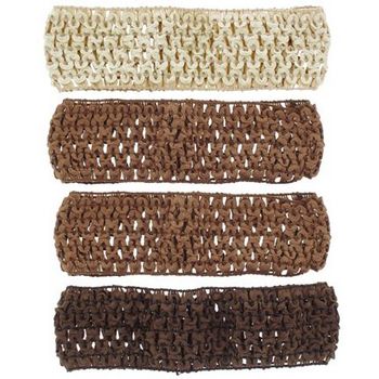 Karen Marie - Stretchy Woven Bandeau - Beige, Chocolate & 2 Copper (4 Pack)