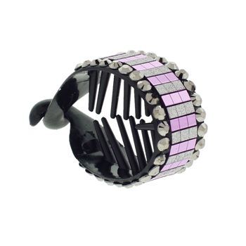 HB HairJewels - Lucy Collection - Disco Striped Pony Wrap - Grape & Pewter (1)