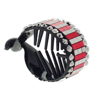 HB HairJewels - Lucy Collection - Disco Striped Pony Wrap - Peppermint & Pewter (1)