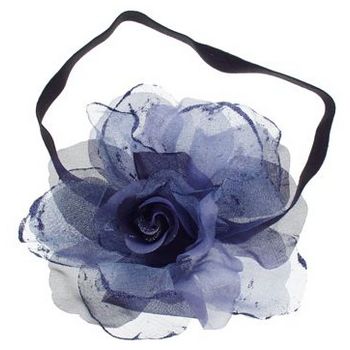 SOHO BEAT - Evening Romance - Sparkling Rose Fascinator Headband - Midnight Blue