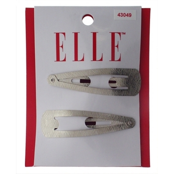 Elle & Elle Girl - Textured Metal Large Sleeper Clips - Silver (Set of 2)