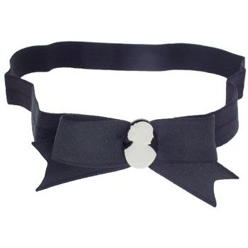 Candace Ang - Stretch Headband with Cameo Bow - Black/Black/White