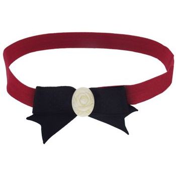 Candace Ang - Stretch Headband with Cameo Bow - Red/Black/Cream