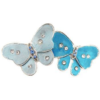 HB HairJewels - Michelle Collection - Double Butterfly Barrette - Blue