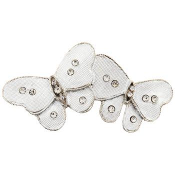 HB HairJewels - Michelle Collection - Double Butterfly Barrette - Silver