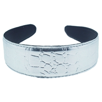 Karen Marie - Faux Croc Headband - Metallic Silver (1)