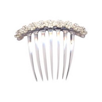 Karen Marie - Pearl & Crystal French Twist Comb - 9 Flowers