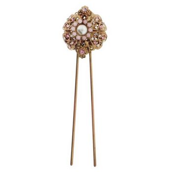 Gia Alessandra - Antique Brooch Design Chignon Pin - Antique Gold/Rose 1)