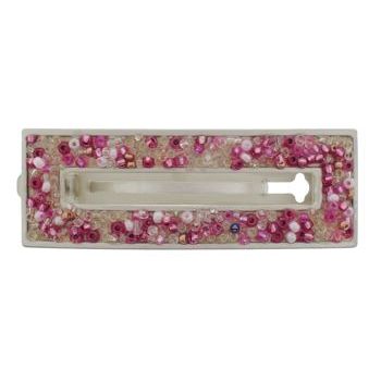 Gia Alessandra - Open Rectangle Beaded Barrette - Pink (1)