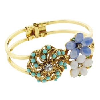Gerard Yosca - Turquoise Swirl & Flower Cuff Bracelet (1)