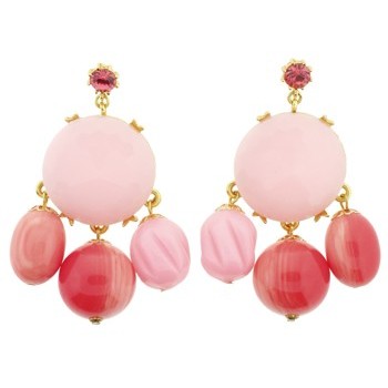 Gerard Yosca - Pink Stone on Mega Circle Earrings (2 Earrings Per Set) (All sales final on sale items.)