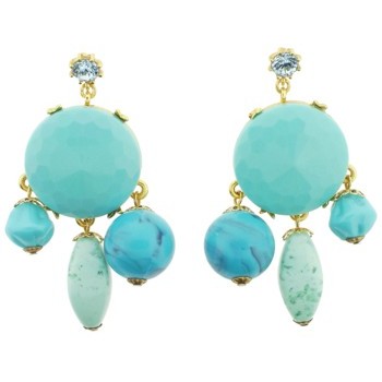 Gerard Yosca - Turquoise Stone on Mega Circle Earrings (2 Earrings Per Set) (All sales final on sale items.)