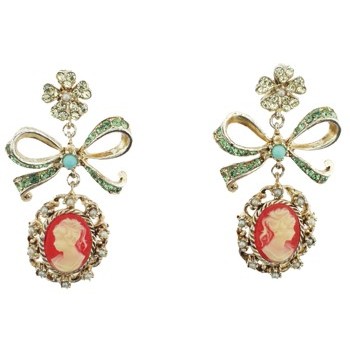 Gerard Yosca - Coral Cameo On Bow Earring (Set of 2 earrings)