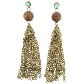 Gerard Yosca - Turquoise Stone Earrings w/Wood Bead (2 Earrings Per Set)
