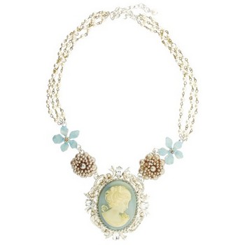 Gerard Yosca - Large Blue Cameo On Pearl Chain Necklace (1)