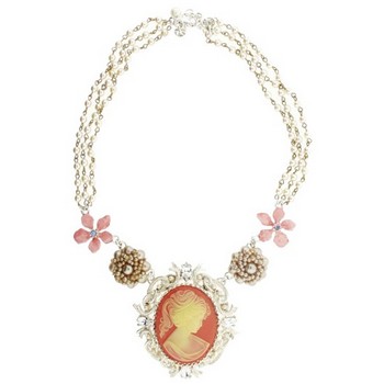 Gerard Yosca - Large Coral Cameo On Pearl Chain Necklace (1)
