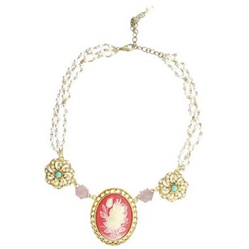 Gerard Yosca - Large Rose Cameo on Pearl Chain Necklace (1)