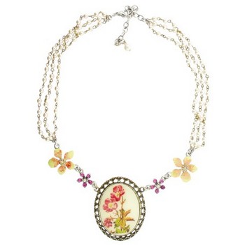 Gerard Yosca - Large Poppy Flower Stone on Pearl Chain Necklace (1)