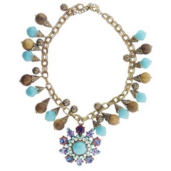 Gerard Yosca - Turquoise/Wood Bead Necklace w/Superstone Drop (1)
