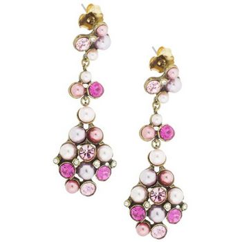 Gerard Yosca - Pink & Pearl Stone Earrings w/Drops (2 Earrings Per Set)