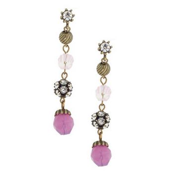 Gerard Yosca - Pink Bead & Filigree Drop Earrings (2 Earrings Per Set)