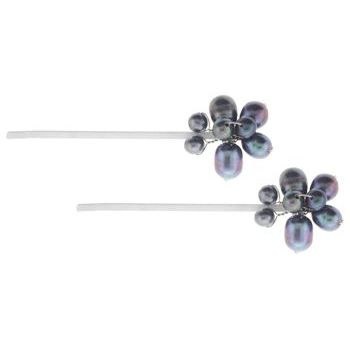 Nakamol Design - Butterfly Design Pearl Bobby Pins - Grey Pearl/White