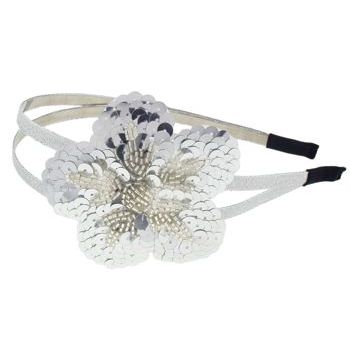 Juko - Double Band w/Sequin Flower Headband - Silver (1)