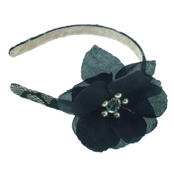 Lily Posh - Lace Headband w/Flower - Black (1)