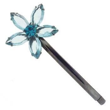 Alex and Ani - Arched Flower Hair Pin w/ Five Crystal Petals - Teal (1)