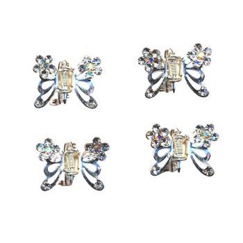 HB HairJewels - Austrian Crystal Mini Butterfly Clips - White Diamond (4)