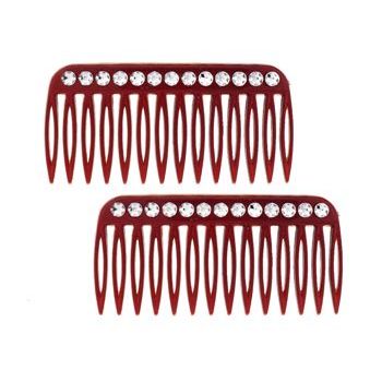 HB HairJewels - Lucy Collection - Faux Crystal Petite Side Combs - Tort (Set of 2)