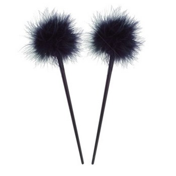 HB HairJewels - Lucy Collection - Feather Hairstick - Black (Set of 2)