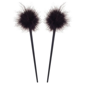 HB HairJewels - Lucy Collection - Feather Hairstick - Chocolate (Set of 2)