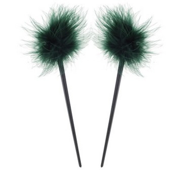 HB HairJewels - Lucy Collection - Feather Hairstick - Emerald (Set of 2)