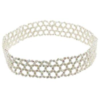 HB HairJewels - Lucy Collection - Faux Glass Beaded Stretch Headband - Pearl White (1)