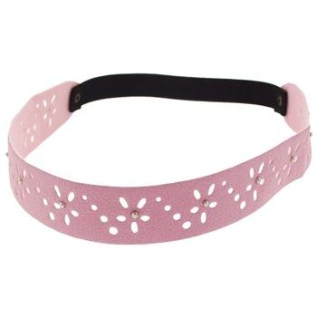 HB HairJewels - Lucy Collection - Faux Suede Studded Daisy Bandeau - Pink (1)