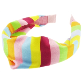Head Dress - Silk Charmeuse Pucci Inspired Bright Striped Headband - 2 7/8inch Wide (1)
