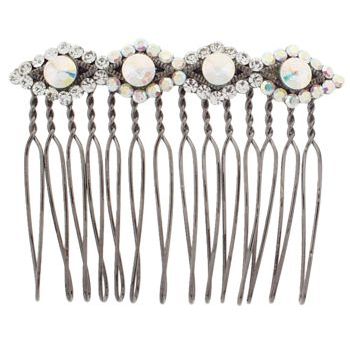 Karen Marie - Diamond Cut Wire Tooth Crystal Comb - White (1)