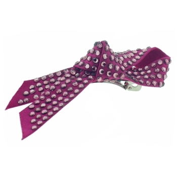 Juko - Crystal Covered Looped Bow Barrette - Bright Pink (1)