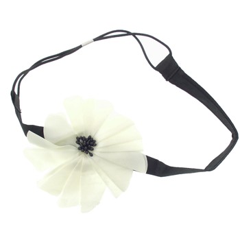 Karina - Ivory Flower Headwrap - Black