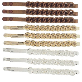 Karina - Chain Metal Bobby Pins - Gold-Silver-Copper (9)