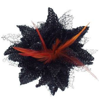 Karen Marie - Le Fleur Collection - Wool Flower w/Peacock Feathers - Black (1)