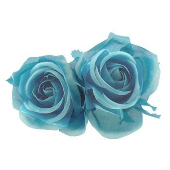 Karin's Garden - Silk Rosebuds Barrette - Turquoise (1)